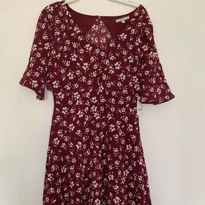 Maroon Dress with White Flowers